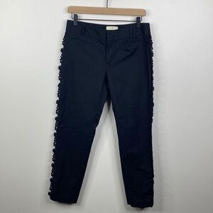 Anthropologie Elevenses Black Daisy Lace Applique Chino Pants